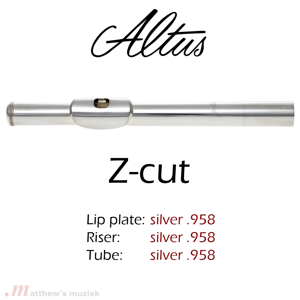Altus Dwarsfluit Kopstuk - Z-Cut - .958 Zilver
