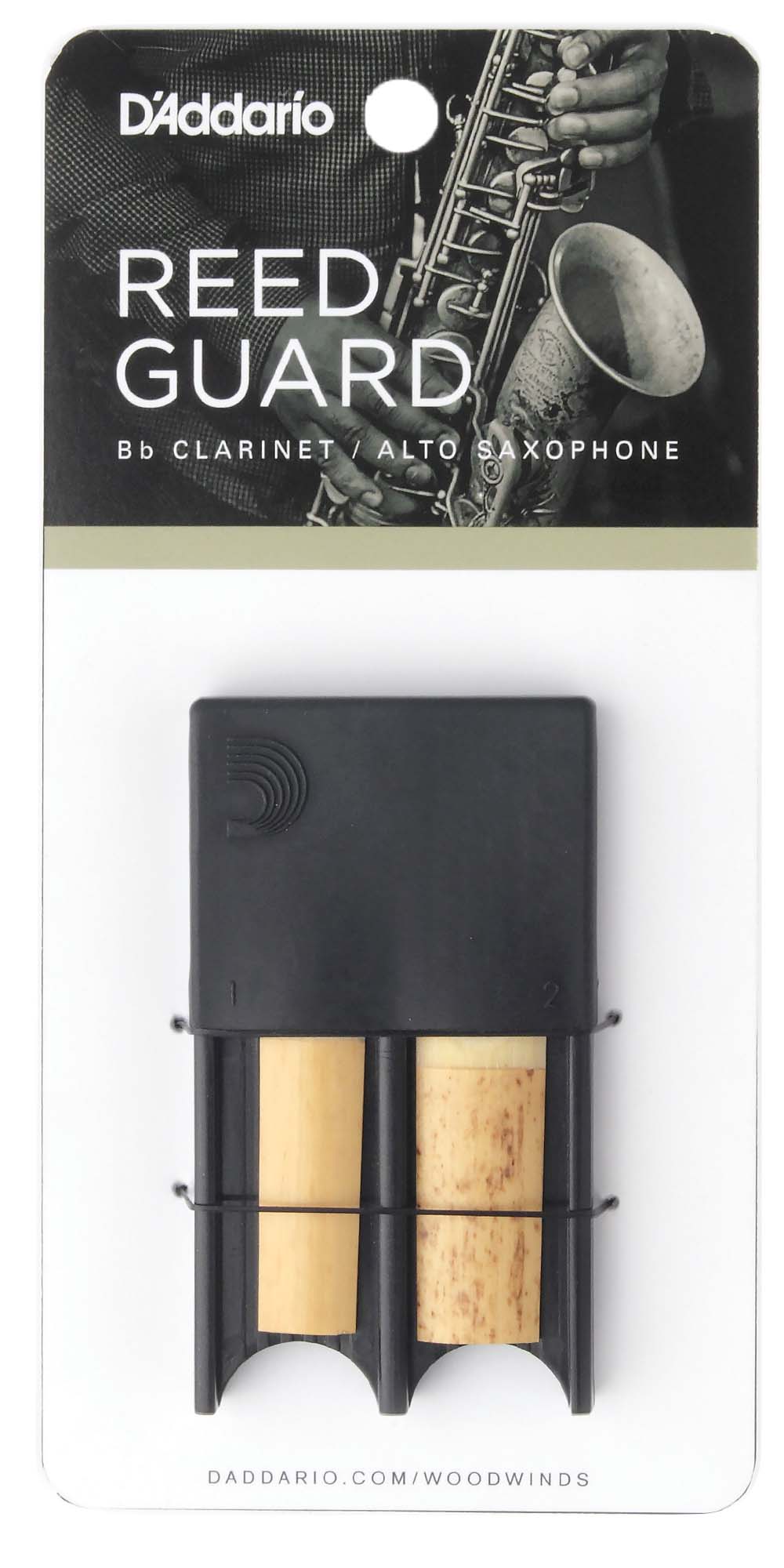 D'Addario Reed Guard - 4 Bb Clarinet or Alto Sax Reeds - Black
