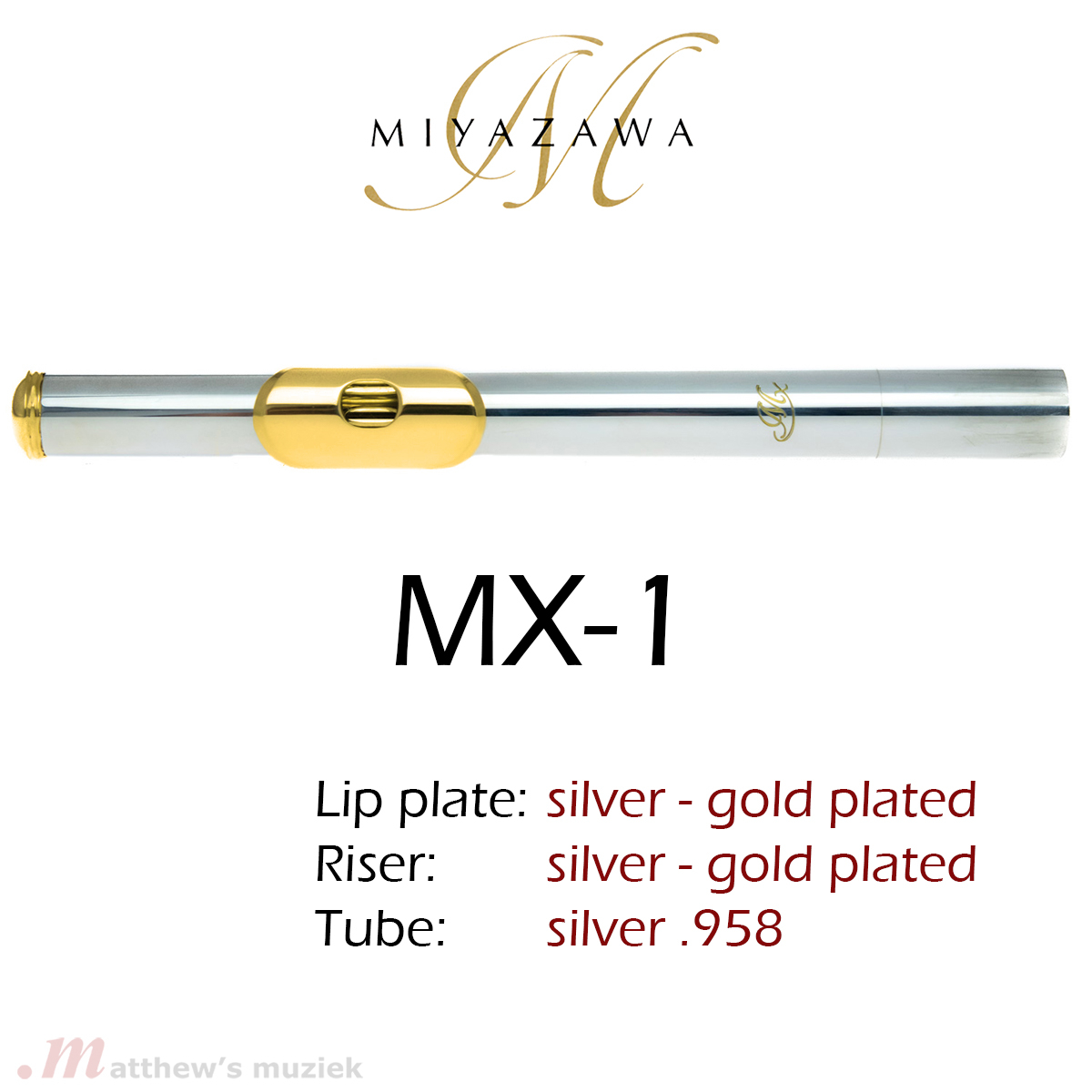Miyazawa Kopfstück - MX-1 - Vergoldete Mundlochplatte und Kamin