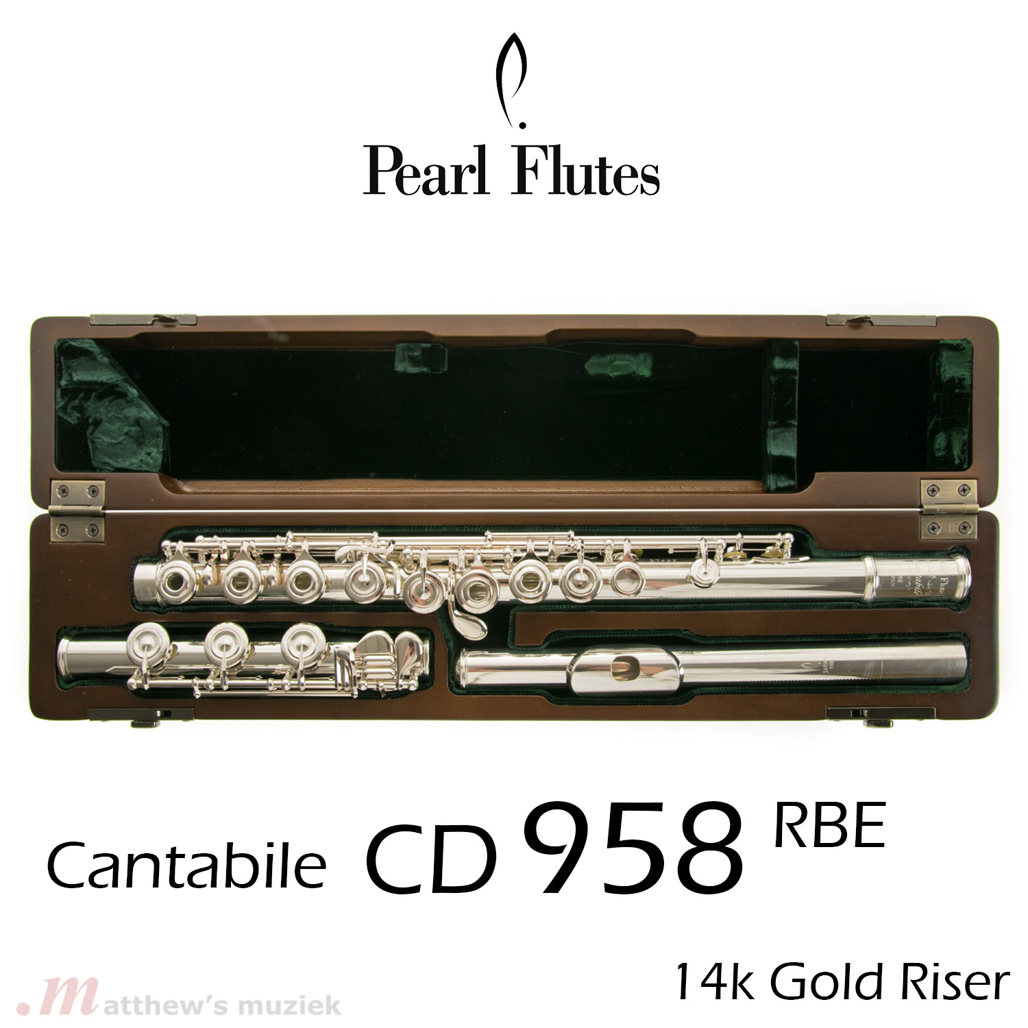 Pearl CD-958 RBE Cantabile Dwarsfluit met 14K Gouden Schoorsteen