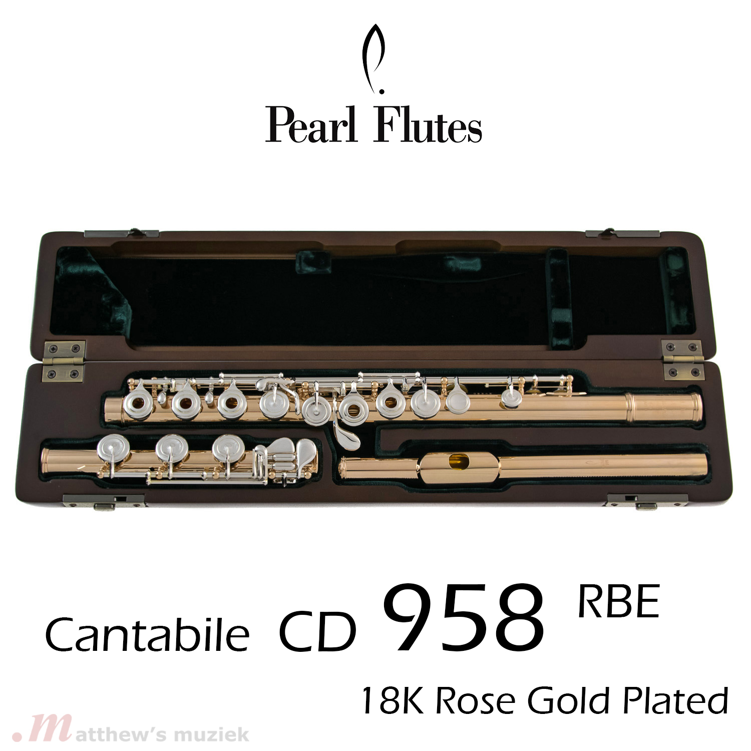 Pearl CD-958 RBE Cantabile Dwarsfluit met 18K Goud