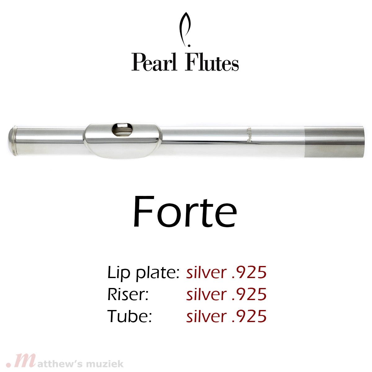 Pearl Querflöte Kopfstück - Forte - Sterling Silber