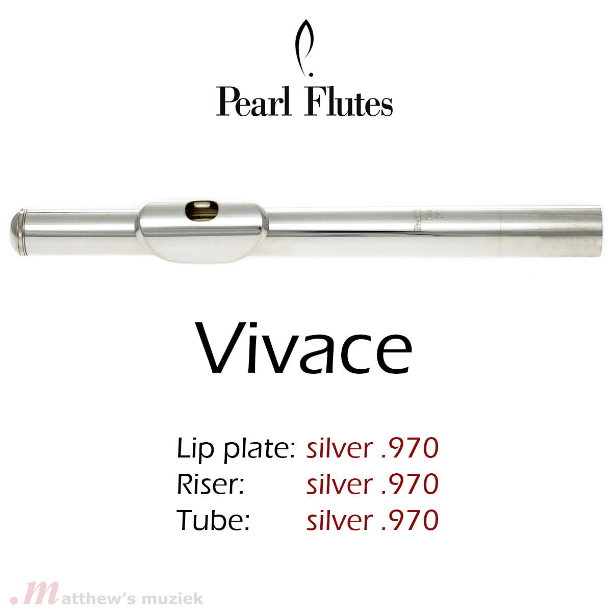Pearl Querflöte Kopfstück - Vivace - .970 Silber
