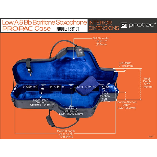 Protec PB311CT Koffer voor Baritonsaxofoon