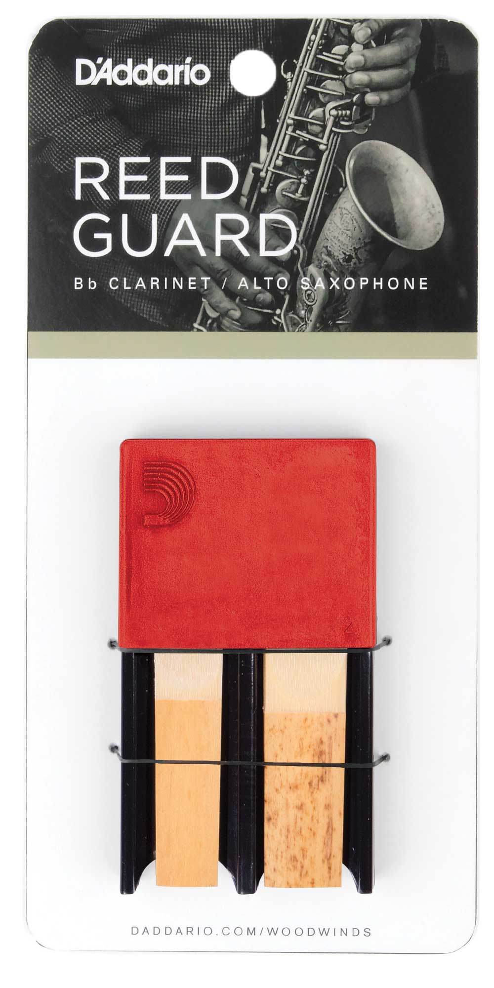 D'Addario Reed Guard - 4 Bb Clarinet or Alto Sax Reeds - Red