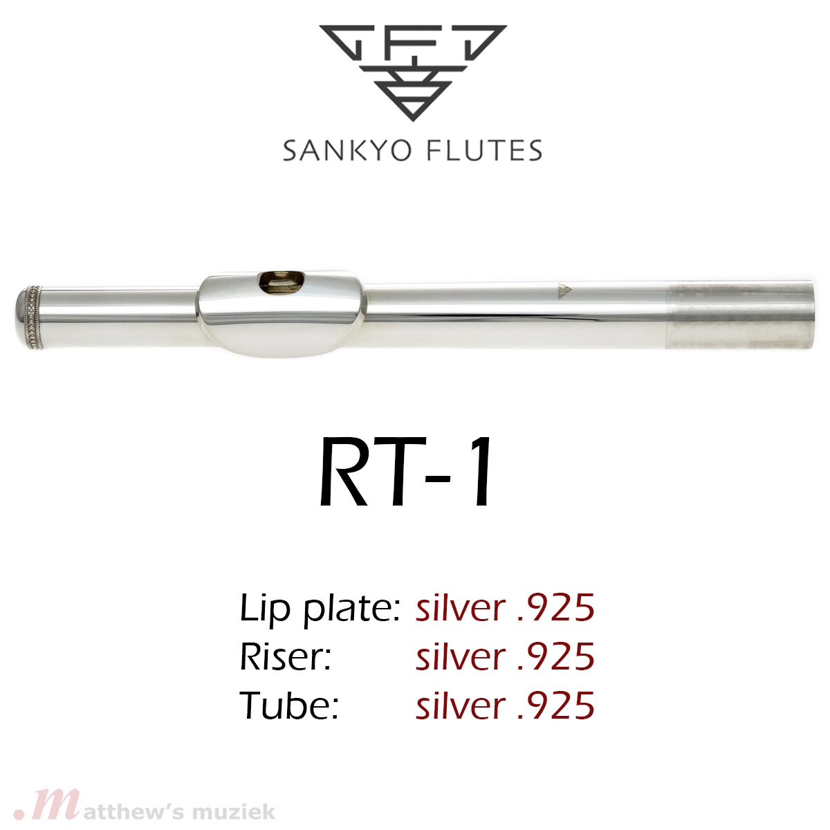 Sankyo Flute Head Joint - RT-1 - .925 Sterling Silver