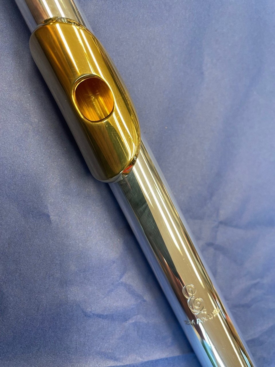 Emanuel Flute Head Joint - Silver | 14K Gold Riser | GP Lip Plate, Crown and Interior