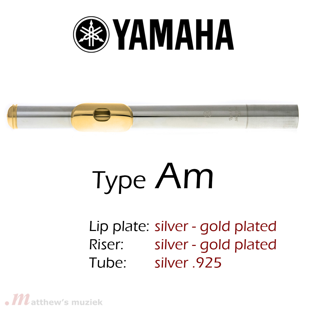 Yamaha Type 'Am' Kopfstück - Vergoldete Mundlochplatte