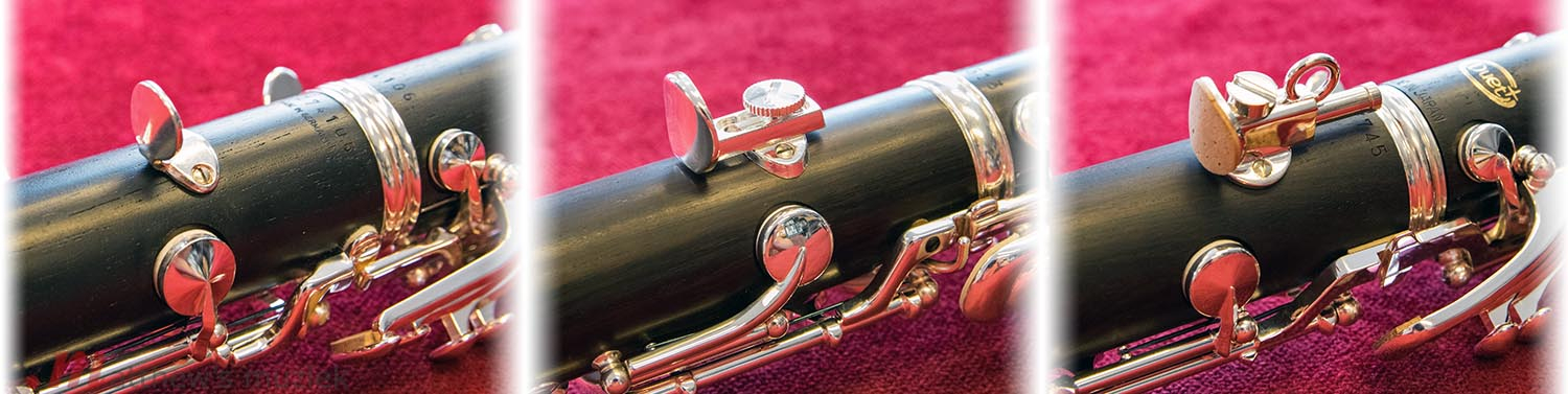Verschillende ontwerpen klarinet duimsteunen